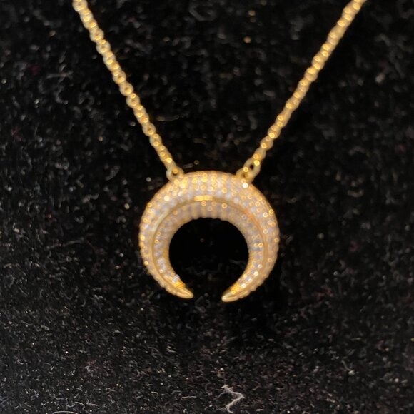 Crescent Moon Gold 20"Necklace - Picture 2 of 3